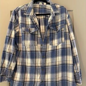 Roxy Blue and White Plaid Jacket
